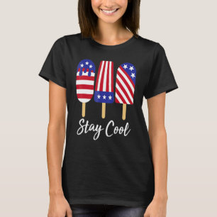 Stay Cool Rocket Pop Red White & Blue Popsicle Sum T-Shirt