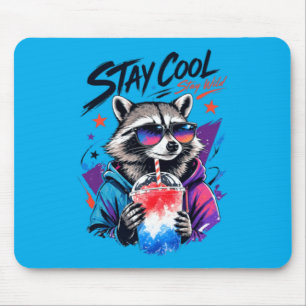 Stay Cool Stay Wild Racoon Slushie Urban Art Mouse Pad