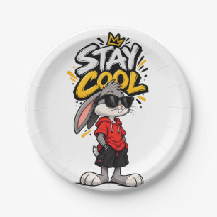 Stay Cool Street Style Rabbit Graphic – Funny Urba Paper Plate