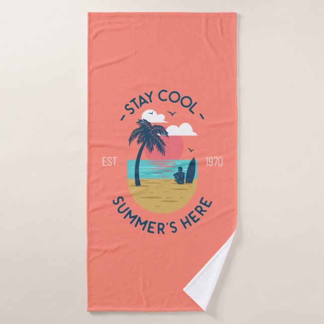 Stay Cool Summer’s Here Beach Sunset Bath Towel (Bath Towel)
