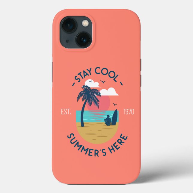 Stay Cool Summer’s Here Beach Sunset Case-Mate iPhone Case (Back)