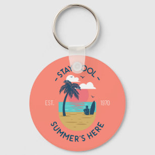 Stay Cool Summer’s Here Beach Sunset Key Ring