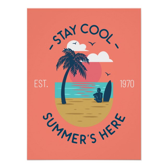 Stay Cool Summer’s Here Beach Sunset Poster (Front)