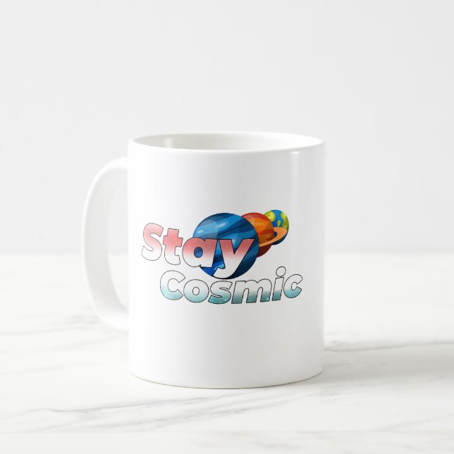 Stay Cosmic Minimal Space Typography Coffee Mug (Front Left)