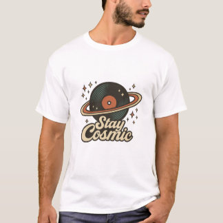 Stay Cosmic Vintage Vinyl Planet Tee – Retro Space