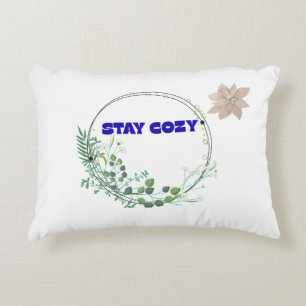 Stay Cosy Aesthetic Floral Wreath Throw Pillow