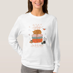 Stay Cosy Fall Autumn Cat T-Shirt