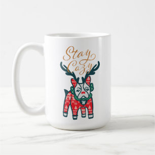 Stay Cosy   French Bulldog Reindeer Christmas Coffee Mug