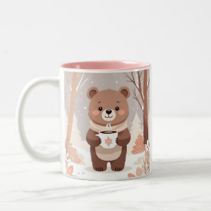 Stay Cosy Minimal Bear & Hot Cocoa Two-Tone Coffee Mug