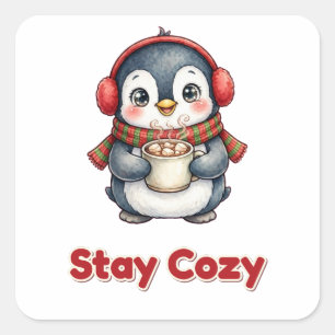 Stay Cosy Penguin Hot Cocoa Christmas Sticker