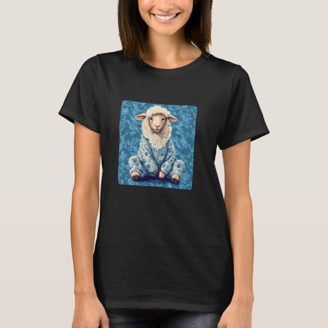 Stay Cosy with a Funny Sheep in Pyjamas T-Shirt (Front)