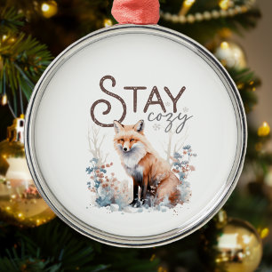 Stay Cosy Woodland Fox Christmas Metal Ornament