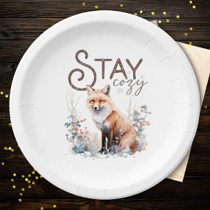 Stay Cosy Woodland Fox Christmas Paper Plate