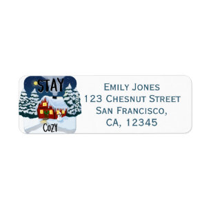 Stay Cozy Christmas Cabin Label Return Address Label