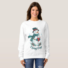 Stay Cozy Winter Snowman With Hot Cocoa