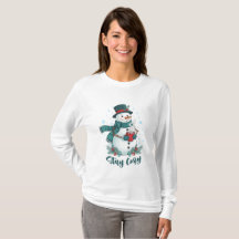 Stay Cozy Winter Snowman With Hot Cocoa