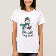 Stay Cozy Winter Snowman With Hot Cocoa