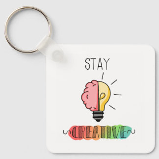 Stay Creative Brain and Lightbulb Bright Idea Key Ring