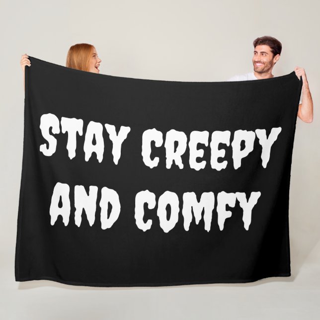 Stay Creepy and Comfy Halloween Fleece Blanket (In Situ)