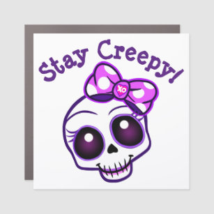 “Stay Creepy!” Creepy Kawaii Skull Car Magnet