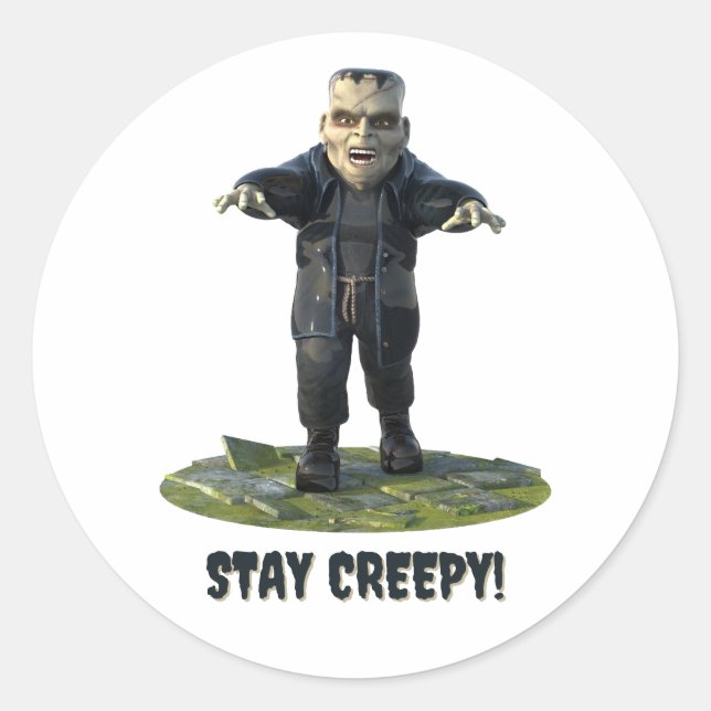 Stay Creepy! Frankenstein's Monster Classic Round Sticker (Front)