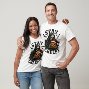 Stay Creepy Grim Reaper Shirt, Creepmas Santa Hat  T-Shirt