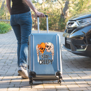 Stay Creepy PNG, Retro Skull Halloween