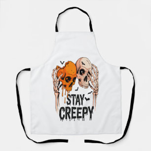 Stay Creepy PNG, Retro Skull Halloween Apron