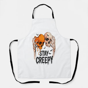 Stay Creepy PNG, Retro Skull Halloween Apron
