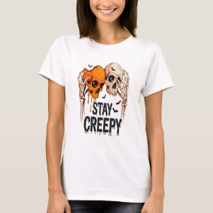 Stay Creepy PNG, Retro Skull Halloween T-Shirt