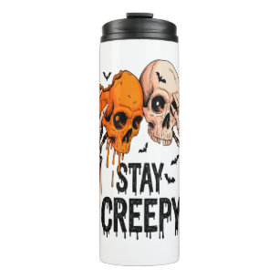 Stay Creepy PNG, Retro Skull Halloween Thermal Tumbler