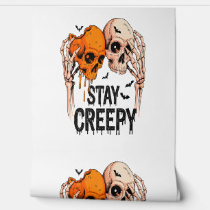Stay Creepy PNG, Retro Skull Halloween Wallpaper