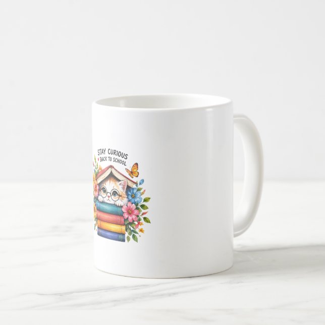 Stay Curious Back to School Reading Design Coffee Mug (Front Right)