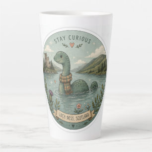 Stay Curious Cosy Cryptid Nessie Loch Ness Monster Latte Mug