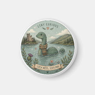 Stay Curious Cosy Cryptid Nessie Loch Ness Monster Magnet