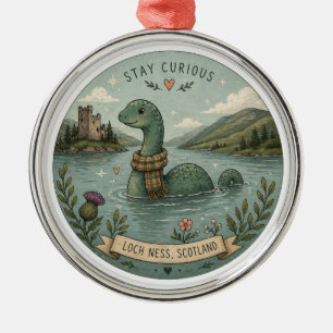 Stay Curious Cosy Cryptid Nessie Loch Ness Monster Metal Ornament