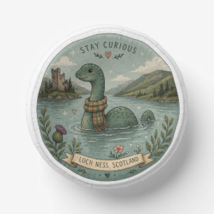 Stay Curious Cosy Cryptid Nessie Loch Ness Monster Paper Plate
