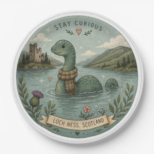 Stay Curious Cosy Cryptid Nessie Loch Ness Monster Paper Plate