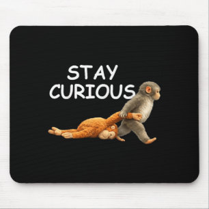 Stay curious cute monkey reading book punch monkey mouse pad