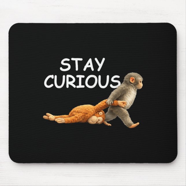 Stay curious cute monkey reading book punch monkey mouse pad (Front)