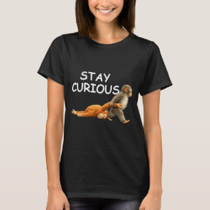 Stay curious cute monkey reading book punch monkey T-Shirt