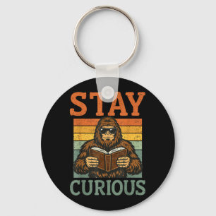 Stay Curious Funny Bigfoot Book Lover Bookworm Key Ring