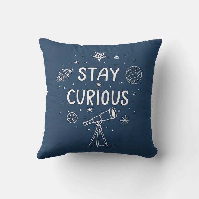 Stay Curious Space Exploration Cushion & Pillow (Back)