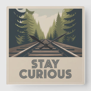Stay Curious Square Wall Clock