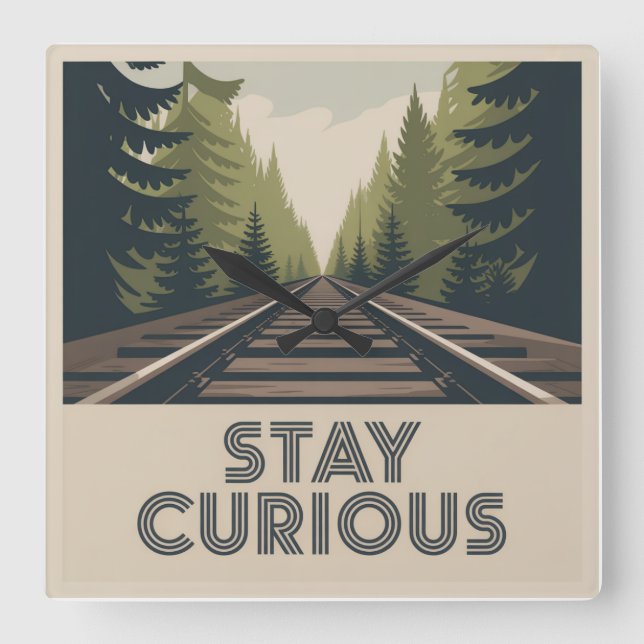 Stay Curious Square Wall Clock (Front)