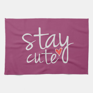 Stay Cute Kitchen Towel, Grey Tea Towel