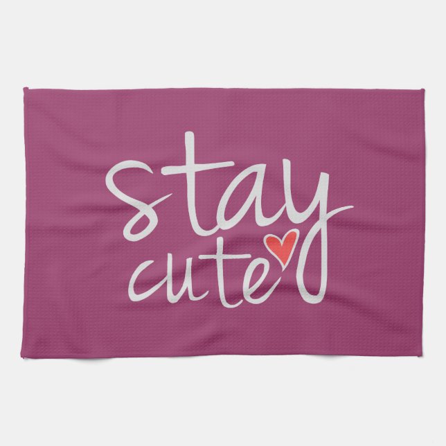 Stay Cute Kitchen Towel, Grey Tea Towel (Horizontal)