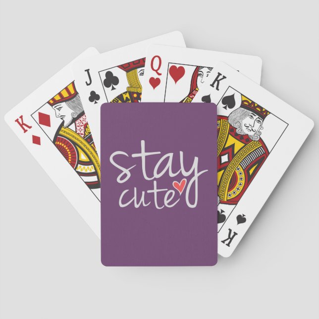 Stay Cute Playing Cards, Grey Cards (Back)