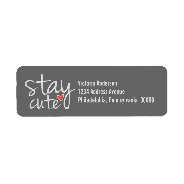 Stay Cute Return Address Labels, Grey Label (Front)