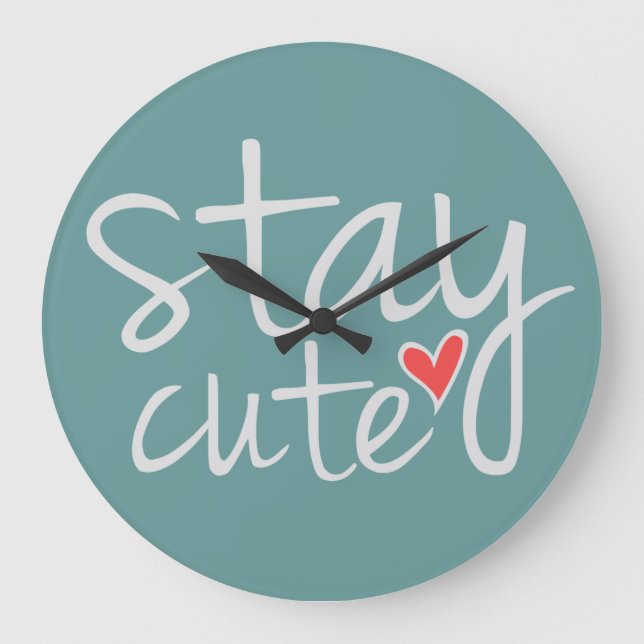 Stay Cute Wall Clock, Grey Large Clock (Front)